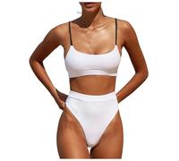 OBASDFD Women's Bikini Set with Halterneck Push Up Bottoms Top Two Piece Swimsuit, Yellow, XL(White,XL)