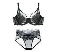 OBASDFD Women's Bra Full Cup Gathered Underwear Set No Side Breast Collection(Black,L)(Black,S)