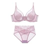 OBASDFD Women's Bra Full Cup Gathered Underwear Set No Side Breast Collection(Black,L)(Red,M)