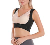 OBASDFD Women's Breast Lift Collecting X-Shaped Beautify Back Corset Chest Posture Corrector Bra with Buckle Front, Black, XXL