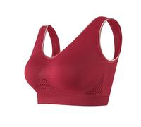 OBASDFD Women's Casual Hollow out Breathable Sports Bra Top Underwear Without Steel Ring Collecting, Red, S(Beige,M)