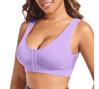 OBASDFD Women's Casual Hollow out Button Breathable Sports Bra Top Underwear Without Steel Ring Collecting, Red (Watermelon Red), 3XL(Light Purple,5XL)