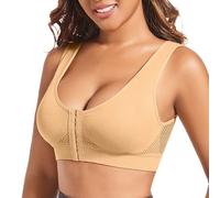 OBASDFD Women's Casual Hollow out Button Breathable Sports Bra Top Underwear Without Steel Ring Collecting, Red (Watermelon Red), 6XL(Beige,6XL)