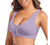 OBASDFD Women's Casual Hollow out Button Breathable Sports Bra Top Underwear Without Steel Ring Collecting, Red (Watermelon Red), 4XL(Dark Purple,6XL)