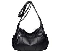 OBASDFD Women's Casual Leather Handbags, Adjustable Strap Crossbody Purses & Shoulder Bags(Black)