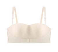 OBASDFD Women's Comfortable Strapless Bra with Non Slip Wrap Breast Shine, Beautiful Button Back and Traceless, Beige, 10(Light Yellow,12)