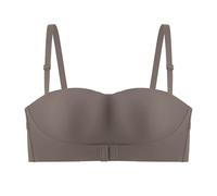 OBASDFD Women's Comfortable Strapless Bra with Non Slip Wrap Breast Shine, Beautiful Button Back and Traceless, Coffee, 10(Coffee,6)