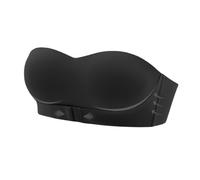 OBASDFD Women's Comfortable Strapless Bra with Non Slip Wrap Breast Shine, Beautiful Button Back and Traceless, Black, 12(Black,10)