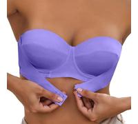 OBASDFD Women's Comfortable Wireless Front Closure Bra for Everyday Use with Design and Transparent Straps, Green, 38B(Purple,32C)