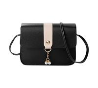 OBASDFD Women's Fashionable Shoulder Bag Pearl Pendant Soft Leather Lightweight Versatile Messenger(Black)