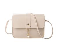 OBASDFD Women's Fashionable Soft Leather Shoulder Bag With Pearl Pendant - Lightweight & Versatile(White)