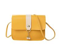 OBASDFD Women's Fashionable Soft Leather Shoulder Bag With Pearl Pendant - Lightweight & Versatile(Yellow)