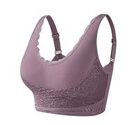 OBASDFD Women's Front Closure Racerback Plus Size Unlined Underwired Full Coverage Bra, Gray, XXL(Purple,XXL)