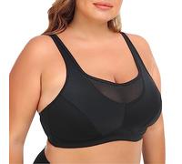 OBASDFD Women's Plus Size Sports Bra Without Underwired Edge American Style Front Closure Comfortable Backless Design, Beige, 6XL(Black,6XL)