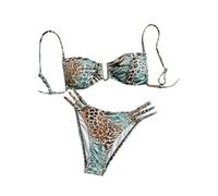 OBASDFD Women's Plus Size Swimsuits 2 Piece Leopard V Wire Bikini Set Cut out Bathing Suits(Medium)