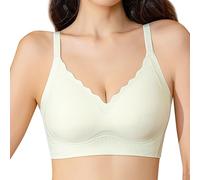 OBASDFD Women's Seamless Jelly Lift Bra Firm Cup Push Up Chest Thin Underwire, Beige, M(Light Green,XL)