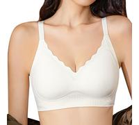 OBASDFD Women's Seamless Jelly Lift Bra Firm Cup Push Up Chest Thin Underwire, Light Grey, XL(White,L)