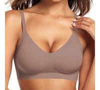 OBASDFD Women's Seamless Non-Wired Bra, Comfortable Push Up, Wireless Bralette, Full Coverage Sports for Everyday Use, Gray, L(Black,M)