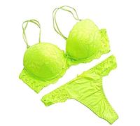 OBASDFD Women's Sexy Lace Lingerie Underwire Push Up Lifting Double Shoulder Strap Bra and Thongs Panty Two Piece Set(Green,Large)