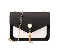 OBASDFD Women's Small Fringe Cat Themed Mobile Phone Messenger Shoulder Bag(Black)