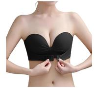 OBASDFD Women's Strapless Push Up Bra with Back Top, a, 12(Black,8)
