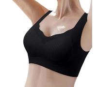OBASDFD Women's Thin Seamless Soft Support Bra Large Bust Small Semi Firm Cups Breathable, Black, M(Black,XL)