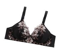 OBASDFD Women's Thin Underwired Bra with Embroidery and One Pair of Breasts, Breathable Beauty Back, Red, 12(Black,8)