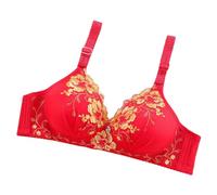 OBASDFD Women's Thin Underwired Bra with Embroidery and One Pair of Breasts, Breathable Beauty Back, Red, 8(Purple,8)