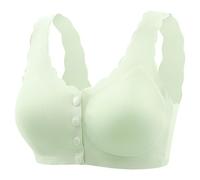 OBASDFD Women's Underwear for Medium Elderly, Large Size, Cups, Thin Full Cup Bra with Button Front, Light Yellow, L(Light Green,4XL)