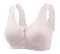 OBASDFD Women's Underwear for Medium Elderly, Large Size, Cups, Thin Full Cup Bra with Button Front, Light Yellow, 4XL(Light Purple,4XL)