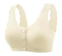 OBASDFD Women's Underwear for Medium Elderly, Large Size, Cups, Thin Full Cup Bra with Button Front, Light Yellow, 4XL(Light Yellow,4XL)