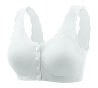 OBASDFD Women's Underwear for Medium Elderly, Large Size, Cups, Thin Full Cup Bra with Button Front, Light Yellow, 4XL(Blue,4XL)