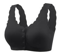OBASDFD Women's Underwear for Medium Elderly, Large Size, Cups, Thin Full Cup Bra with Button Front, Light Yellow, L(Black,4XL)