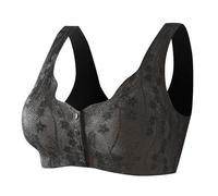 OBASDFD Women's Underwired Bra Comfortable Practical Cotton with Buttons Front for Elderly Women No Underwire, Black, 3XL(Black,XXL)