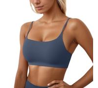OBASDFD Women's Yoga Bra with Removable Pads for Running, Fitness, Training, Seamless, Comfortable, Supportive Activewear, Sports Top, Blue, L(Blue,S)