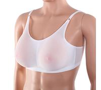 OBASDFD WRATX 1 Pair Drop-Shaped Silicone Fake Breasts Boobs with Underwear Set Crossdressing Crossdressers Transgender Prosthetic Bra Comfortable Stretch Fabric Mesh White-400g(White,1000g)