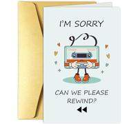 Obbyidk Bonita tarjeta de disculpa con texto en inglés "I'm Sorry para novio y novia, divertida tarjeta de disculpa para él y ella, Can We Please Rewind"