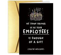 Obbyidk Divertida tarjeta de feliz cumpleaños para empleador líder, tarjeta de cumpleaños para gerentes jefes, regalo de tarjeta del día del jefe, como tus empleados son suficientes de un regalo