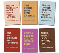 Obbyidk Divertido juego de tarjetas de San Valentín para compañeros de trabajo, tarjetas de San Valentín humorísticas para colegas, jefes, empleados, 4 x 6 pulgadas (6 diseños, 24 tarjetas con sobres)
