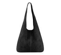 OBC Made in Italy - Bolso de mano de piel para mujer, color plateado, color Negro, talla ca.: 43x32x17 cm (BxHxT)