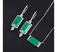 OBCPD 8 * 16 mm Paraiba turmalina Esmeralda Colgante Collar Gota Pendientes para Mujeres Conjuntos de joyería de Boda