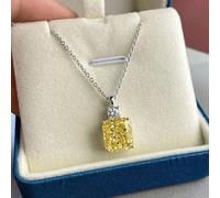 OBCPD 9 * 10MM Citrine Diamone Collar de Piedras Preciosas para Mujeres Plata 925 Collares Colgantes de joyería