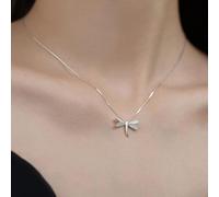 OBCPD 925 Plata esterlina Brillante libélula zircón Collar Forma clavícula Cadena señoras joyería Ligera