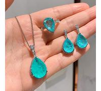 OBCPD 925 Plata esterlina Turmalina Preciosa Aretes/Colgantes/Collares/Anillo Conjuntos de Joyas de Boda