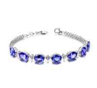 OBCPD 925 Pulsera de Plata Zafiro Pulsera de Plata para Mujer joyería de Boda Regalo