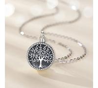 OBCPD Medallón Redondo de Plata esterlina Árbol de la Vida Cristal Cremación Conmemorativa Cenizas Urna Collar Joyería Recuerdo