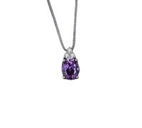 OBCPD Oval Purple Alexandrite Sapphire 925 Sterling Silver Colgante Collar Collar de Piedras Preciosas Sin Cadena