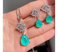 OBCPD Paraiba Turmalina creó Pendientes/Collar/Colgante Conjunto de Joyas de Boda para Mujeres