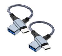 Obcxin 2 Unidades USB C a USB 3.0, Adaptador Tipo C a USB-A, Compatible con Galaxy S24/S23/S22, iPhone 15/16 Pro MAX, iPad MacBook Pro, Huawei P30, Google Pixel (Gris)