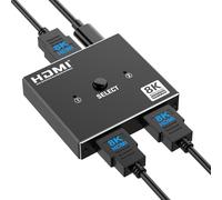 Obcxin 8K HDMI Divisor, Conmutador Bidireccional de Aluminio 2 en 1 Salida o 1 en 2 Salidas, Conmutador HDMI 2.1, Soporta 8K 60Hz 4K 120Hz PS5 HDTV Xbox BLU-Ray DVD